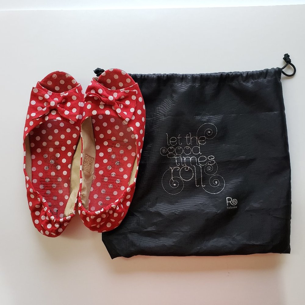Rollasole  polkadot flat foldable shoes.
